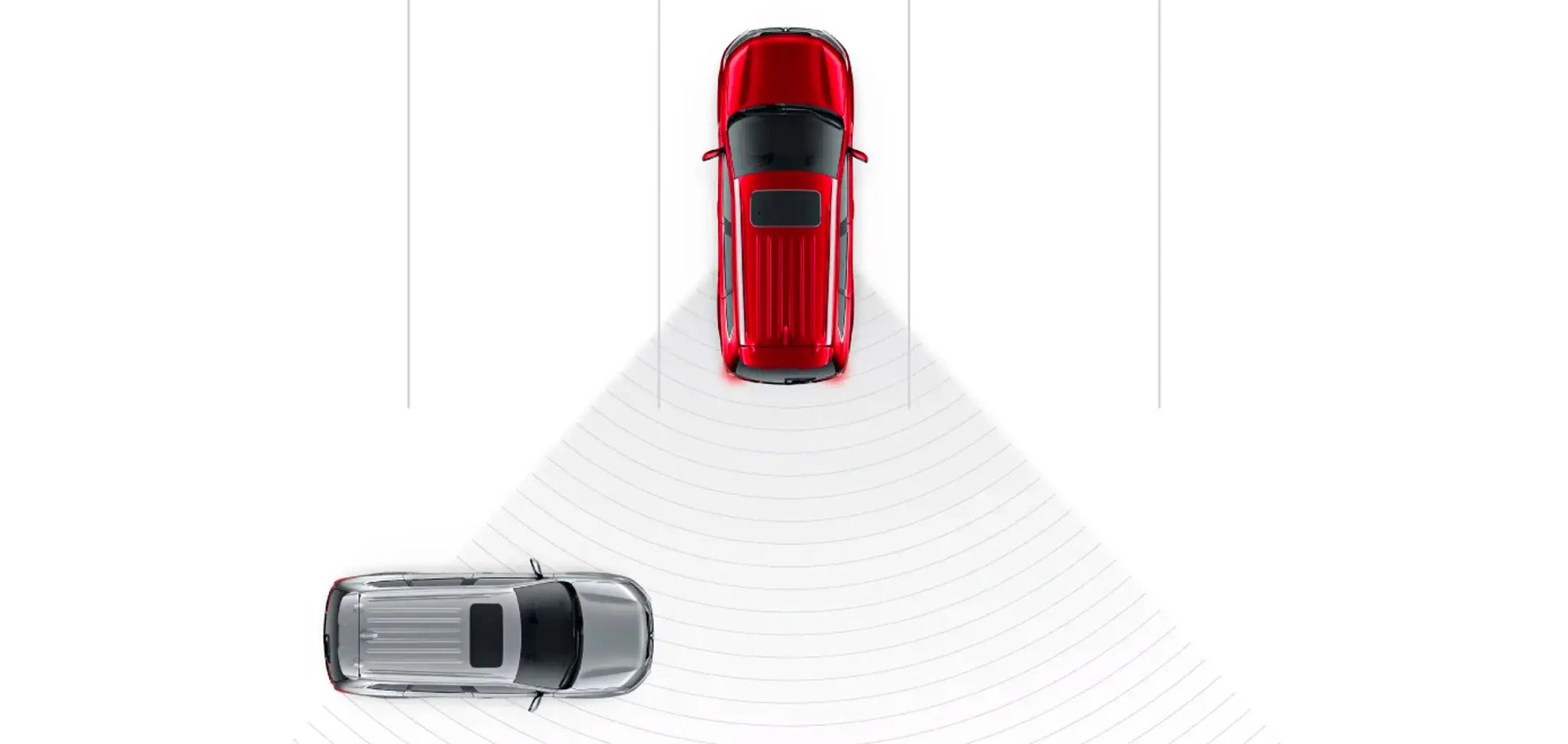 Illustration of the 2025 Mitsubishi Outlander PHEV’s blind spot detection system with sensors on the side of the vehicle.