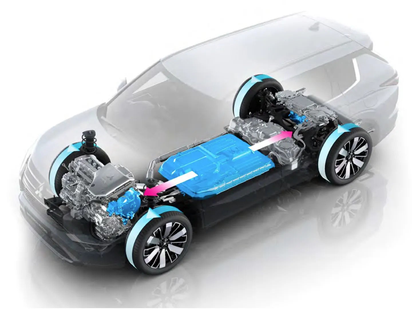 2026 Mitsubishi Outlander PHEV high capacity lithium-ion battery under floor layout
