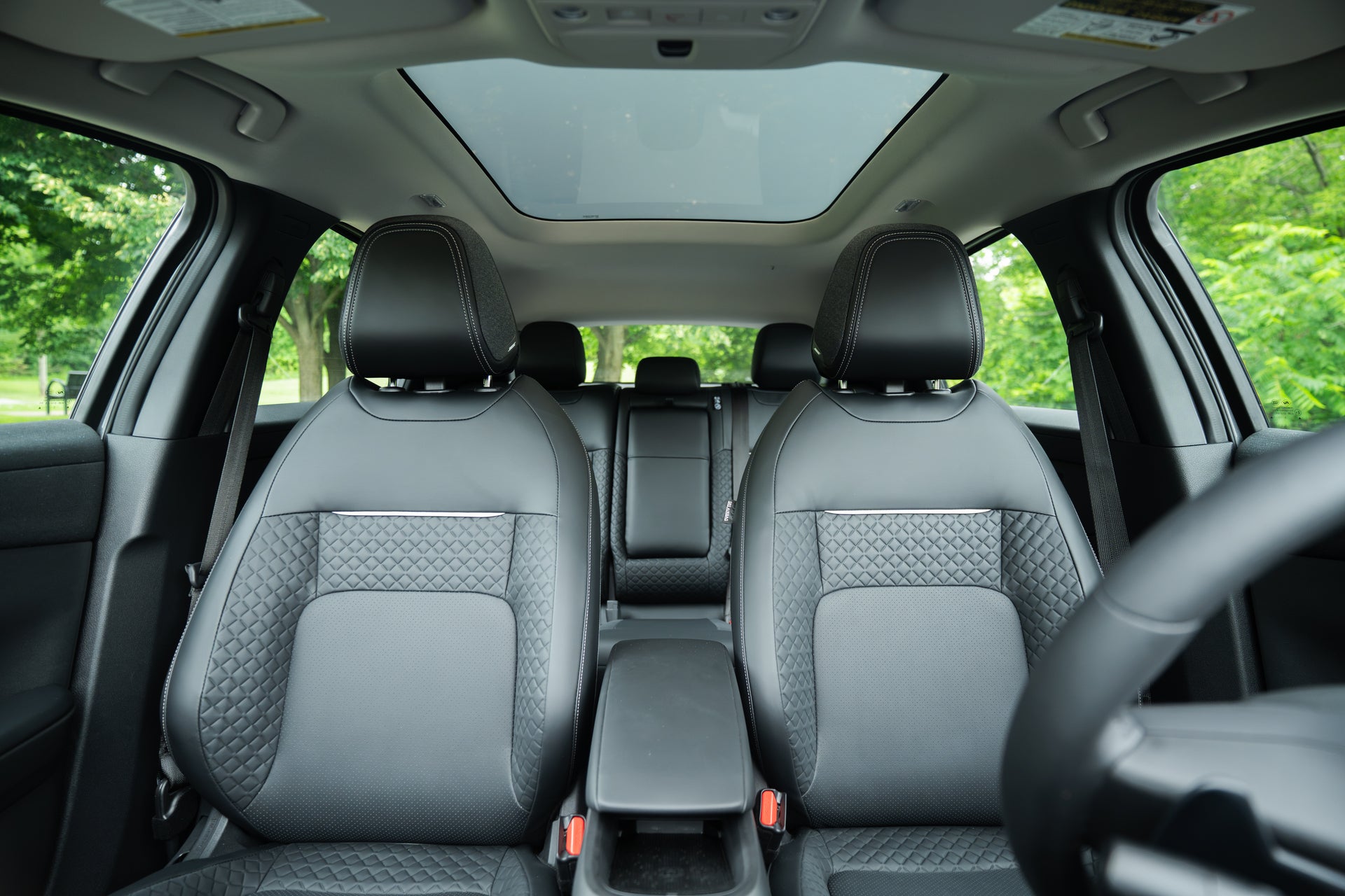 2027 Mitsubishi Eclipse Sportback EV interior with dual 14.3-inch screens